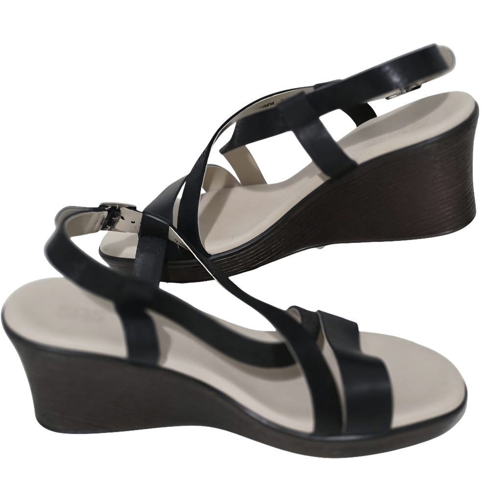 SAS Delight Cross Strap Wedge Sandal 8 1/2 WW NWOT Black - Picture 13 of 16